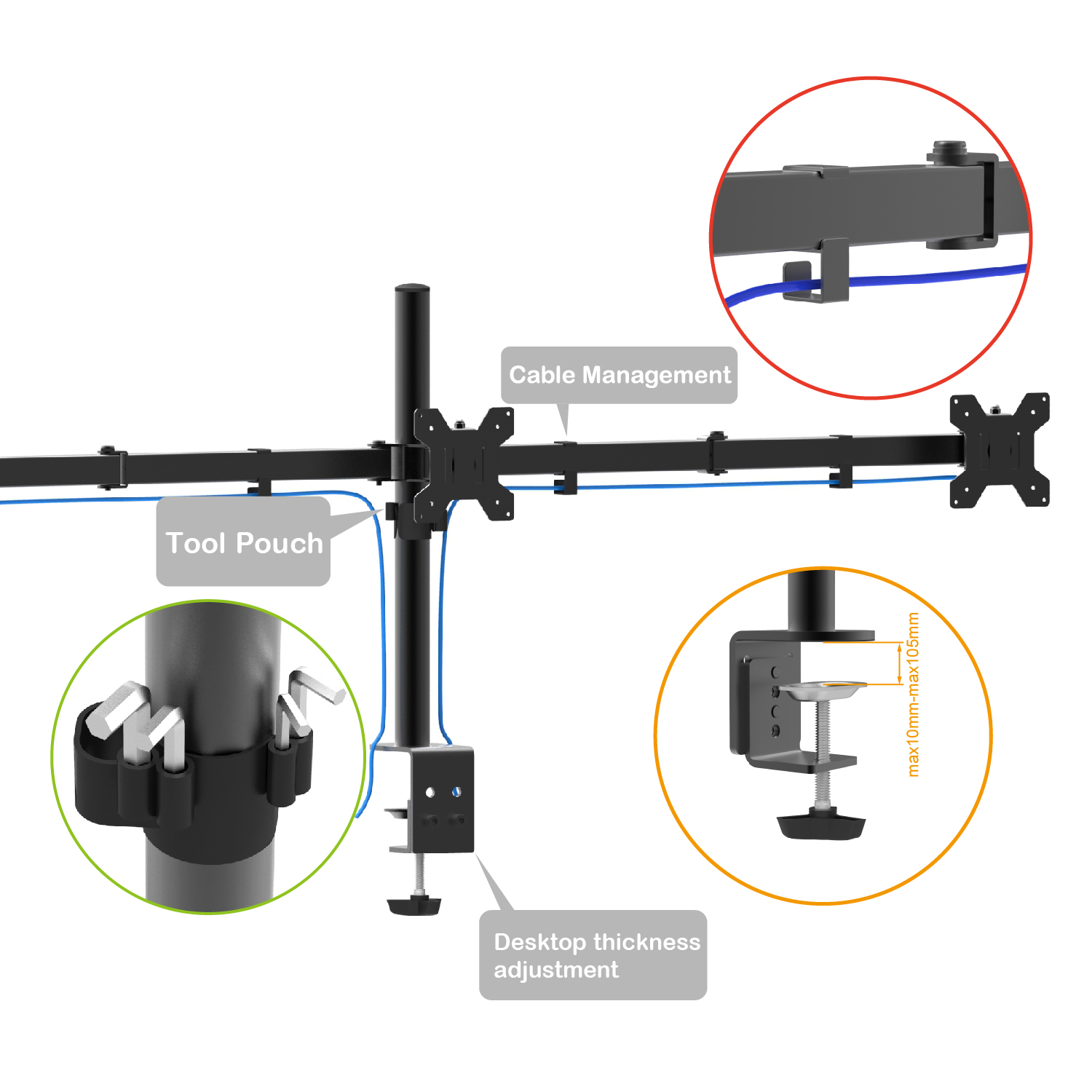 TRIPLE MONITOR ARM MOUNT STAND