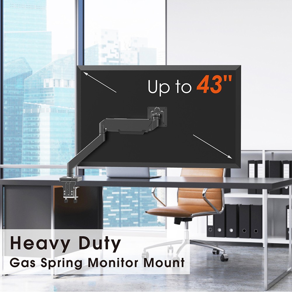 Heavy-Duty Gas Spring Single Monitor Arm