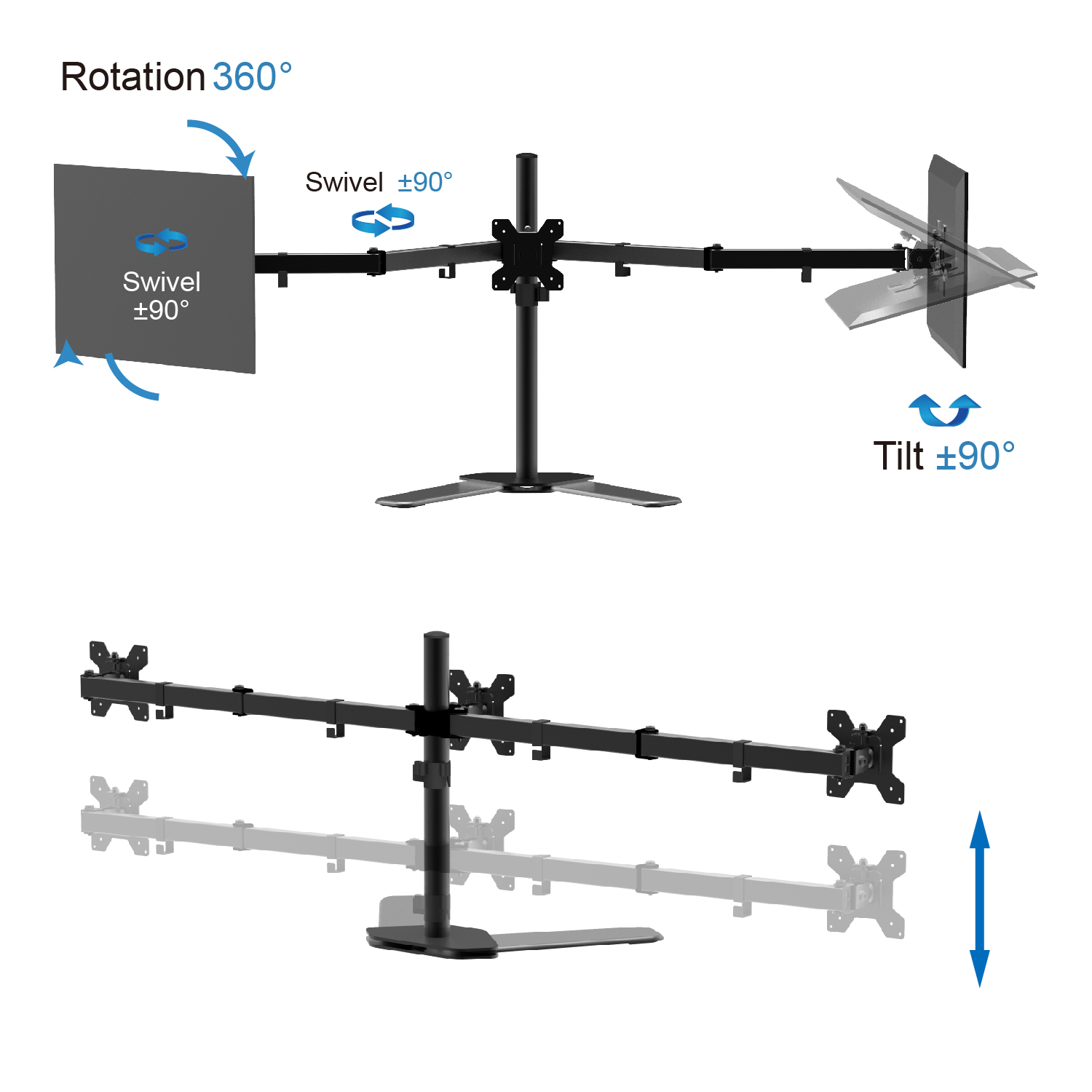 FREE STANDING TRIPLE MONITOR STAND