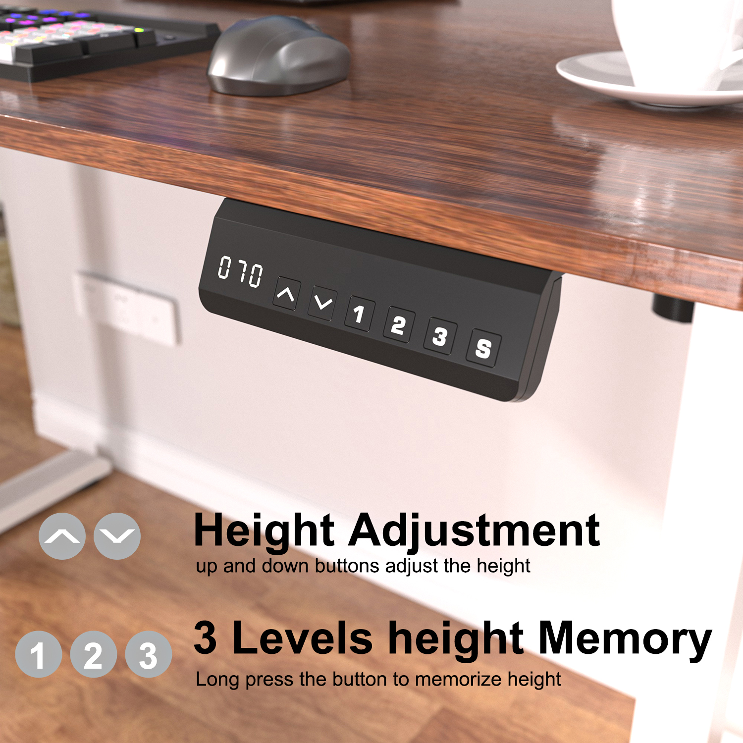 3 LEVELS HEIGHT MEMORY STURDY CONSTRUCTION STANDING DESK TABLE