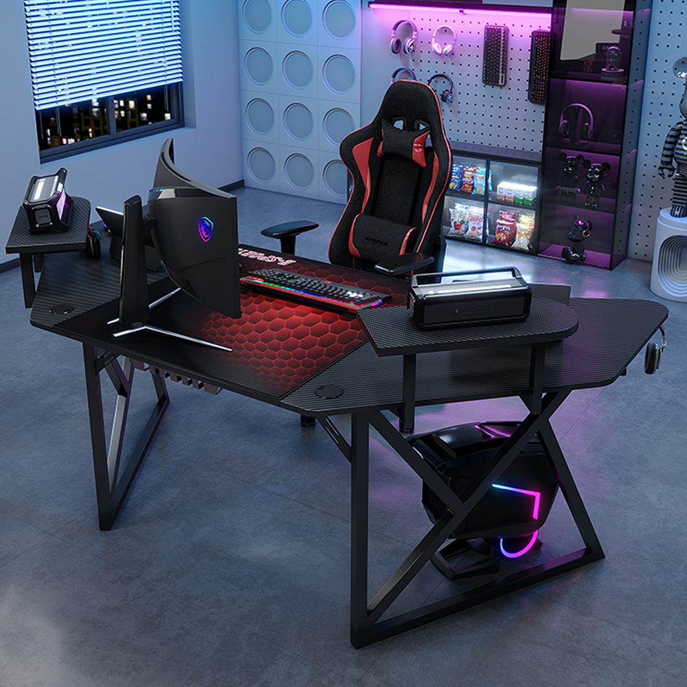 WHITE CURVED GAMING DESK COMPUTER TABLES