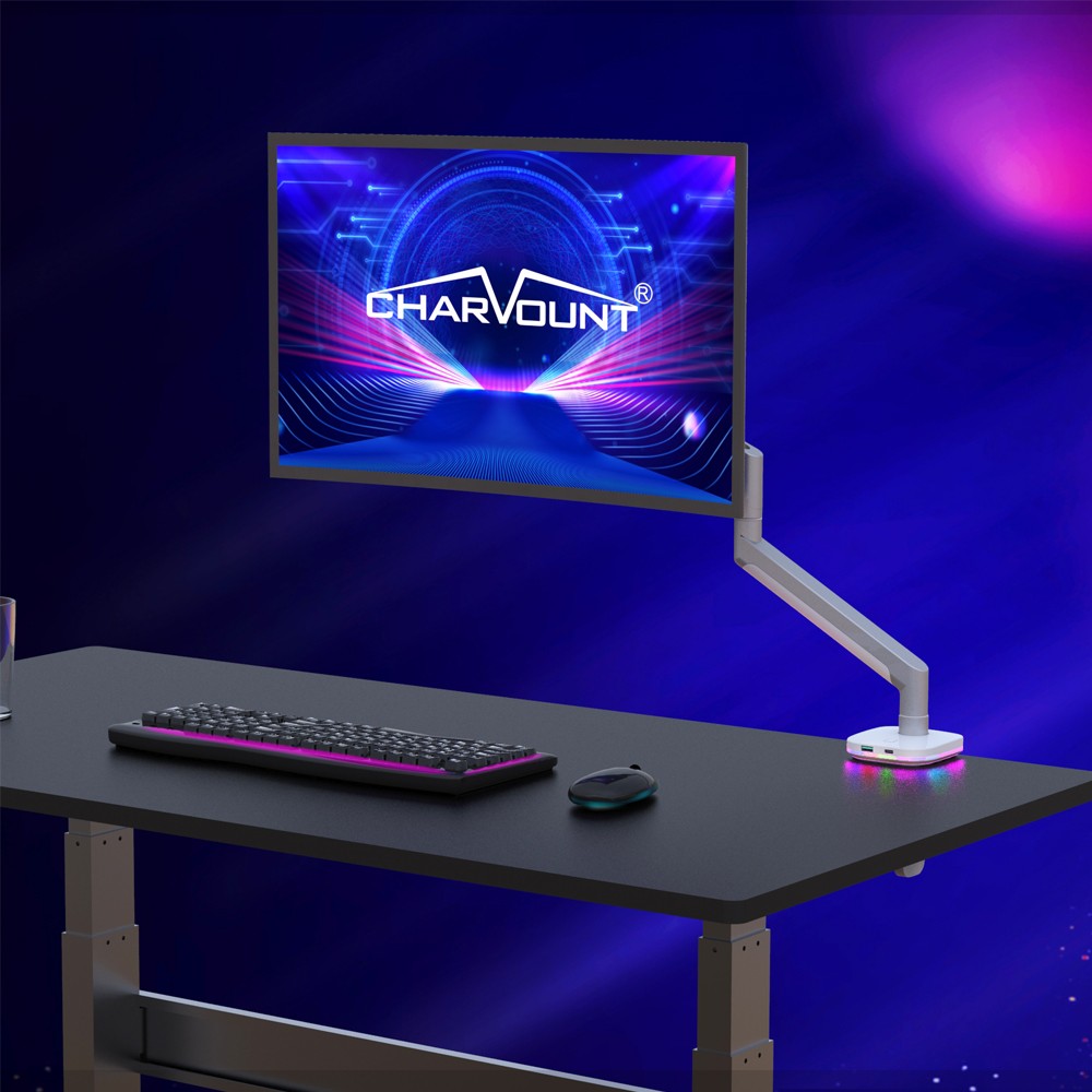 Gas Spring Single Monitor Arm with RGB Lights