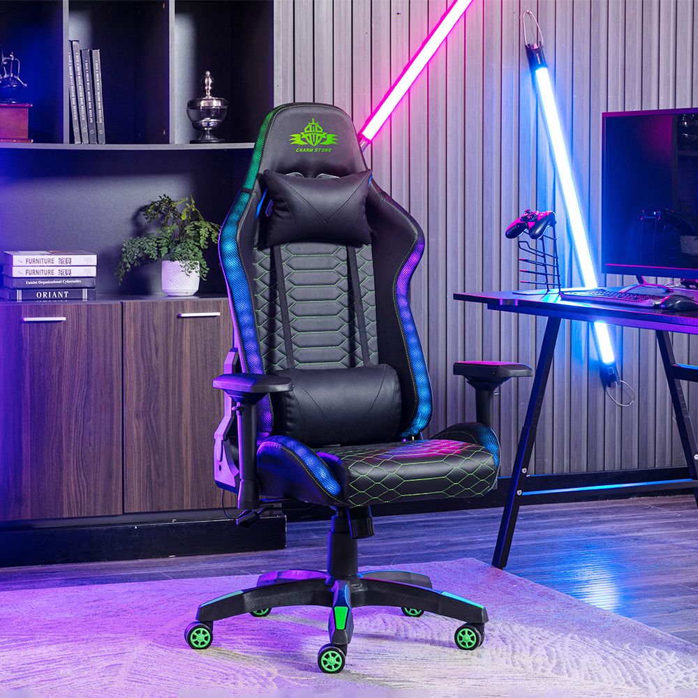 Gaming Chair Ergonomic Leather Chair with RGB Light