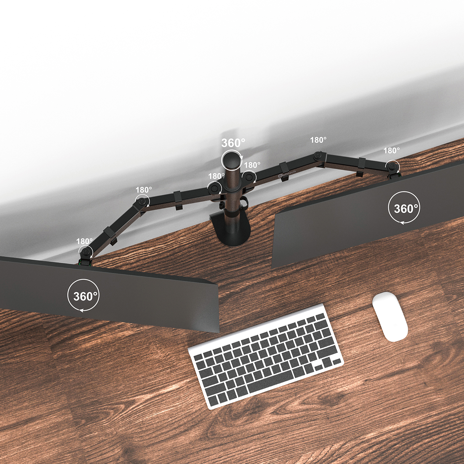 HEIGHT ADJUSTABLE DUAL MONITOR STAND ARM MOUNT