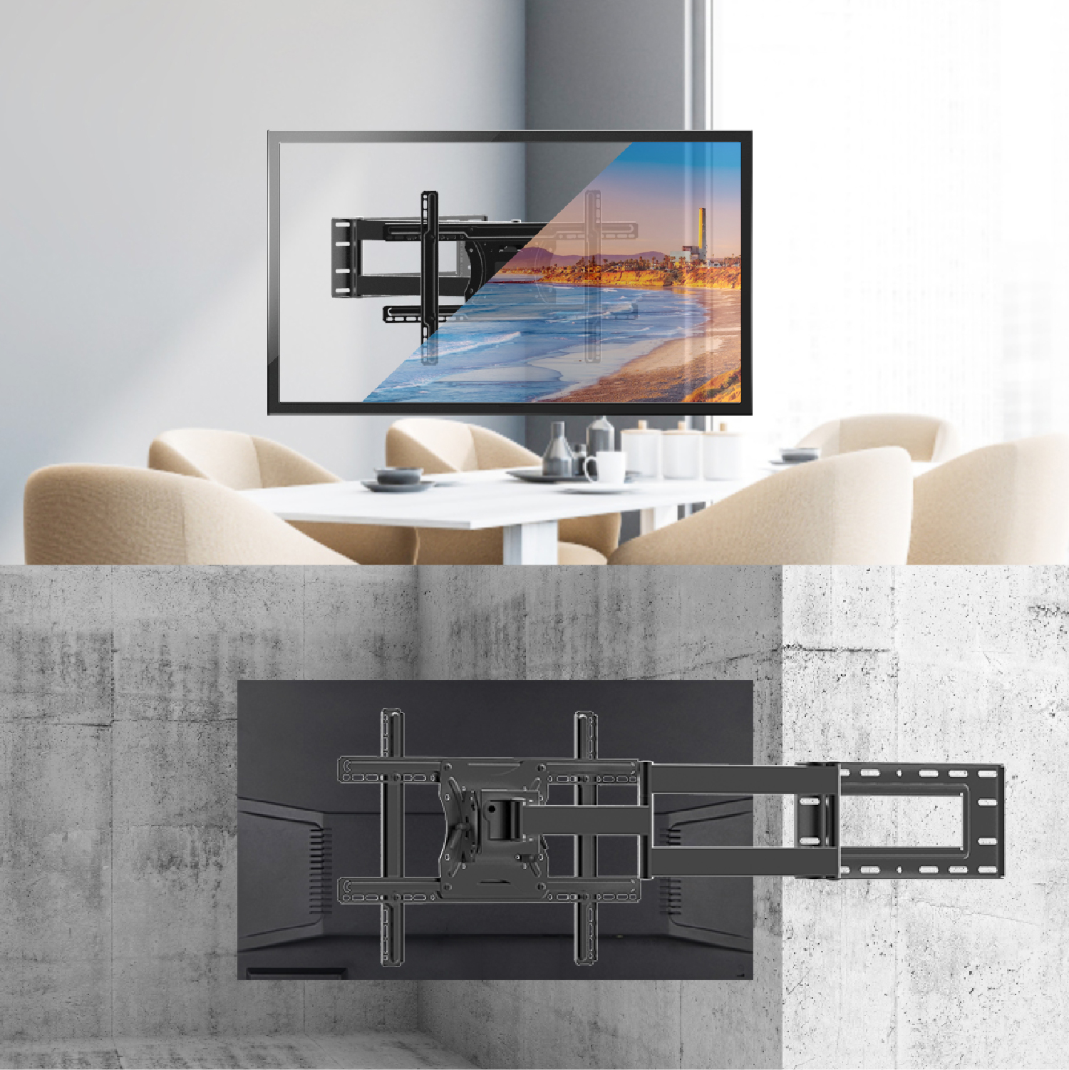 Extra Long Single Cantilever Heavy Duty Full Motion TV Wall Mount