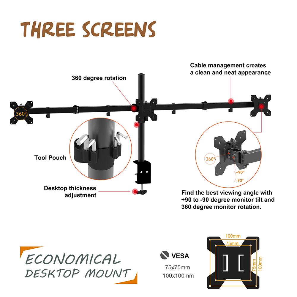 TRIPLE MONITOR ARM MOUNT STAND