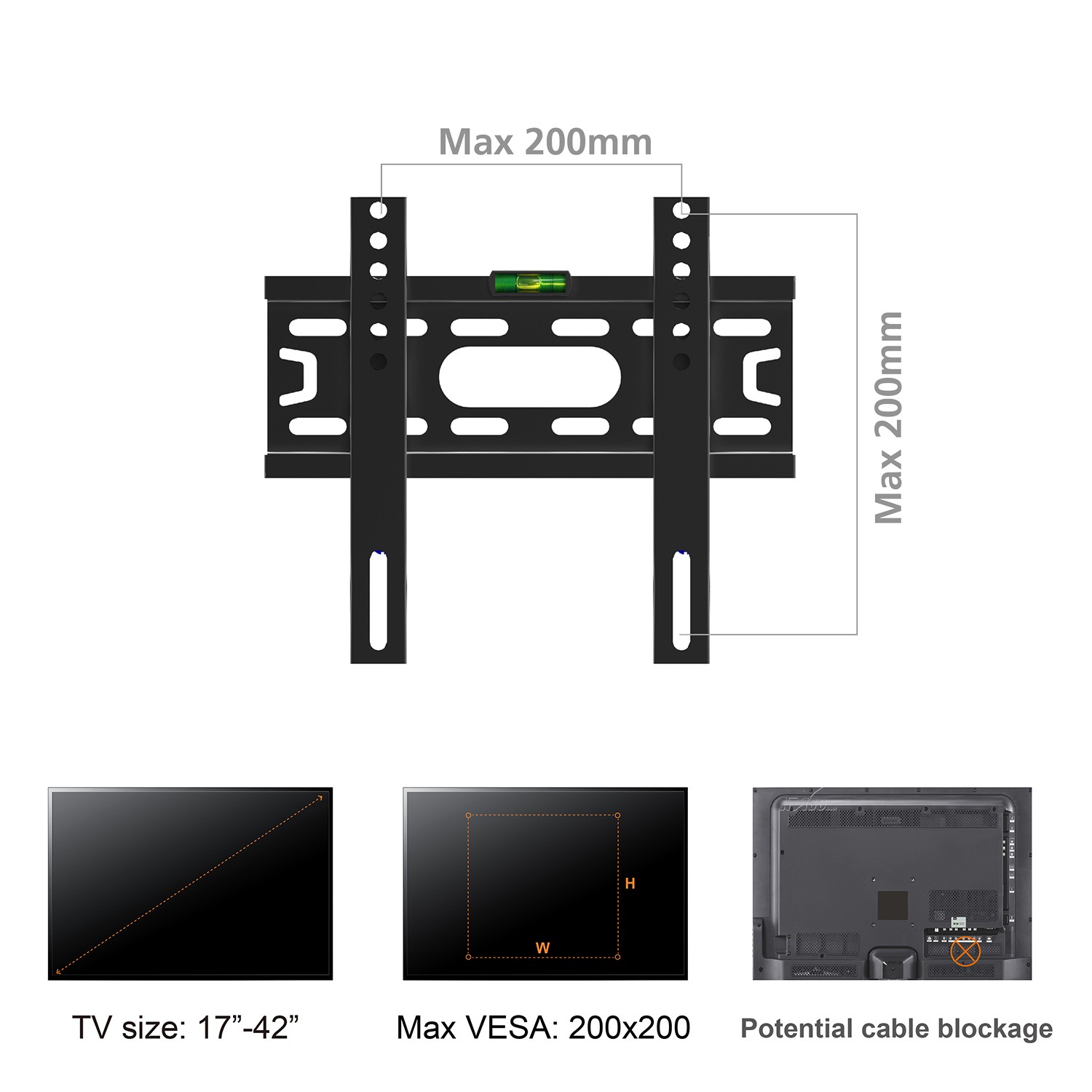 Economical Low Profile Fixed TV Wall Mount Bracket