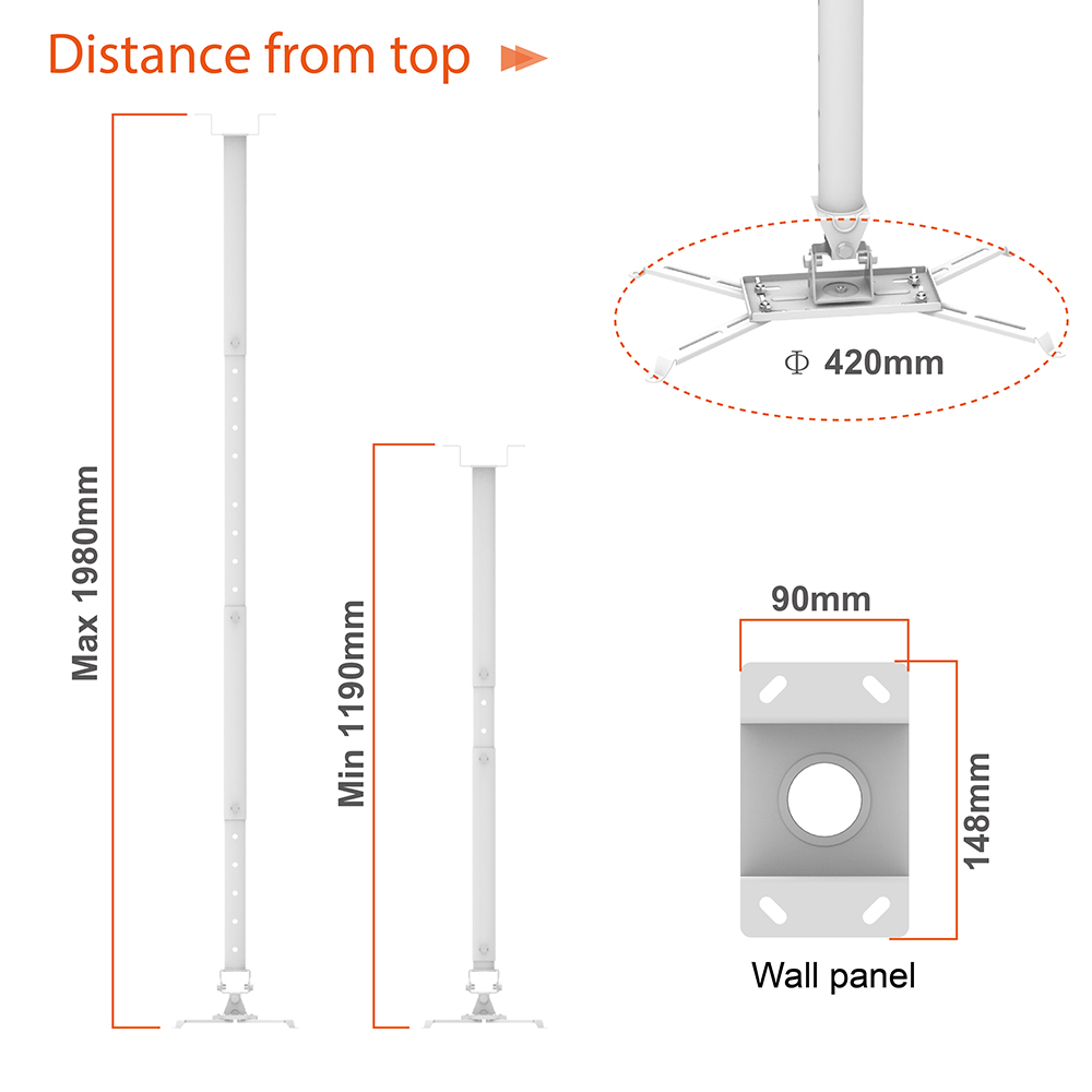 Long Arm Projector Wall Mount Bracket