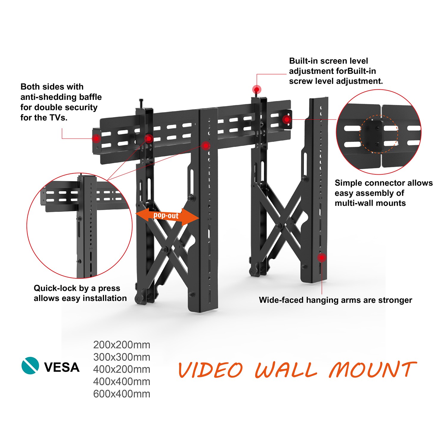 Heavy Duty Video Wall Mount Bracket