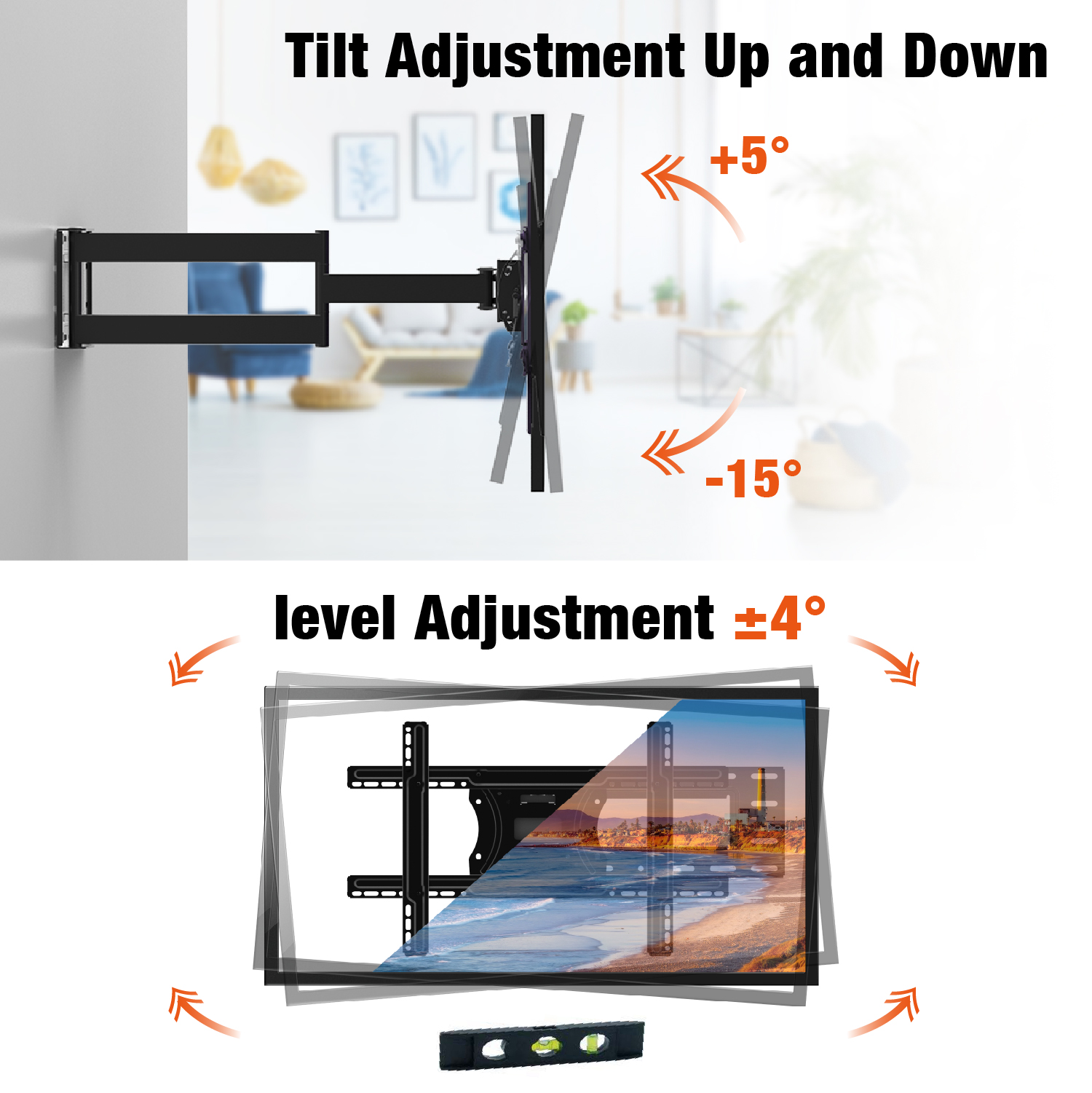 Extra Long Single Cantilever Heavy Duty Full Motion TV Wall Mount