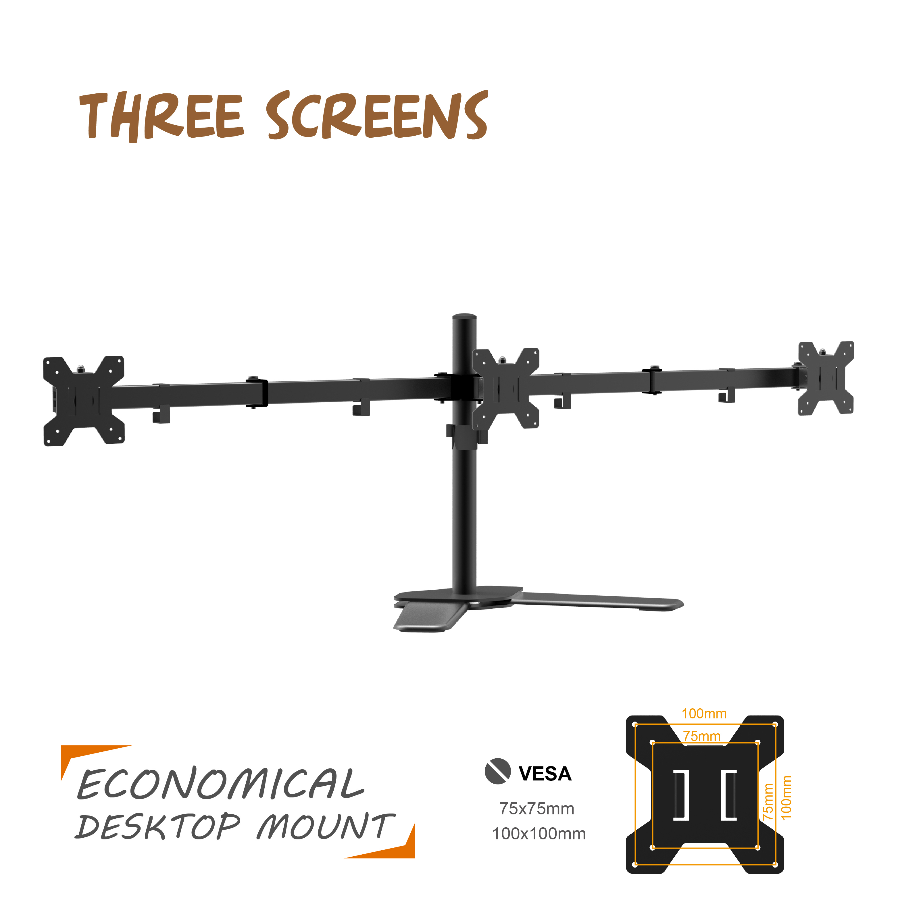 FREE STANDING TRIPLE MONITOR STAND