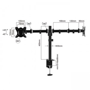 Beautiful Two Arms Adjustable Desk Monitor Mount