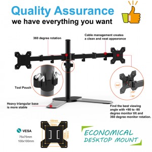 I-Full Motion Dual Monitor Adjustable Desk Mount