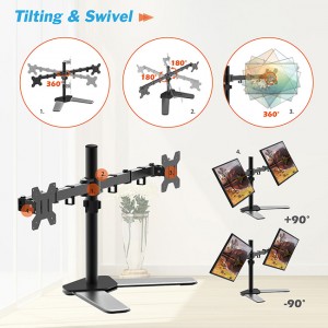 I-Full Motion Dual Monitor Adjustable Desk Mount