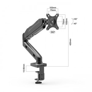 Fully Adjustable Gas Spring Single Monitor Mount
