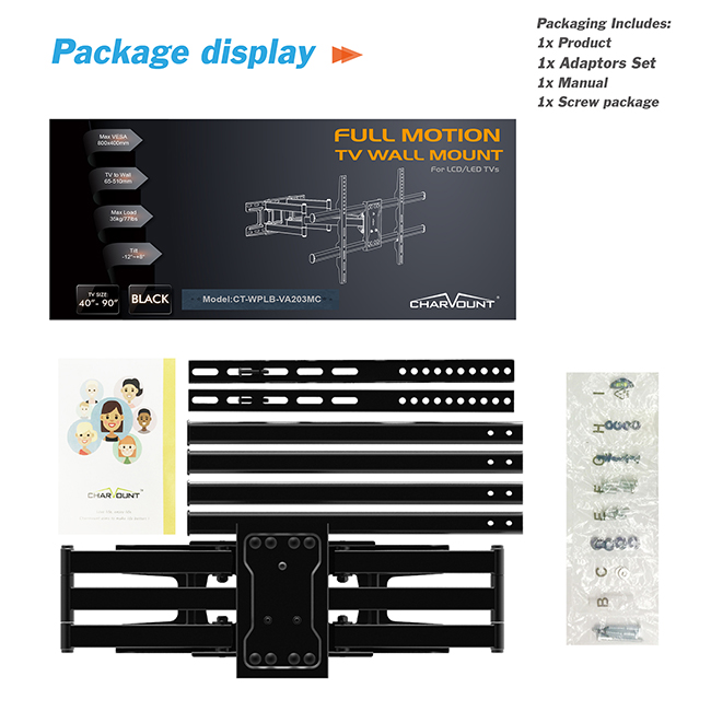 CE Certification Installing Tv On Wall Manufacturer –  Heavy-duty Movable Tv Bracket – CHARM-TECH